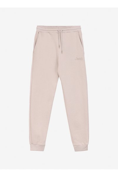 Beige Women's Regular Waist Sweatpants J4Wl-Ea7133