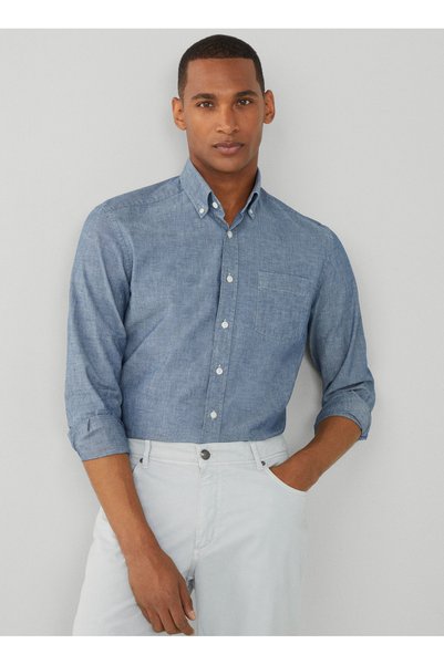 Slim Fit Shirt Collar Blue Men's Shirt Hm309766
