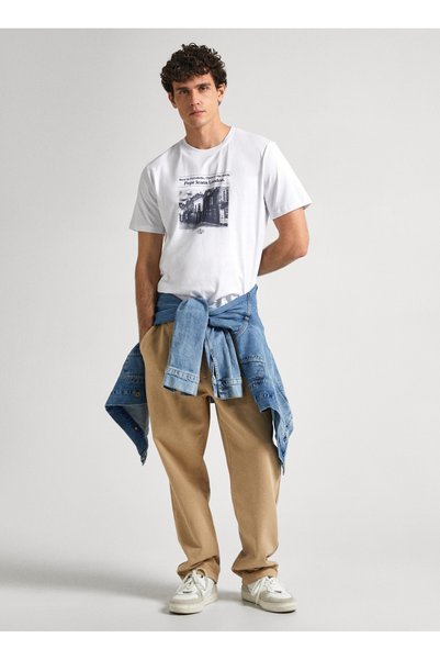 Crew Neck Printed White Men's T-Shirt Pm509379 800 Cooper