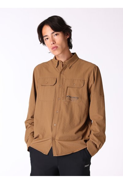 Light Brown Men's Relaxed Fit Printed Shirt D4Wm-Gml3301