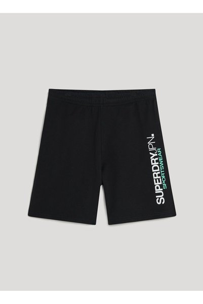 Comfortable Black Men's Shorts M7110415A02A_Sportswear Logo Loose