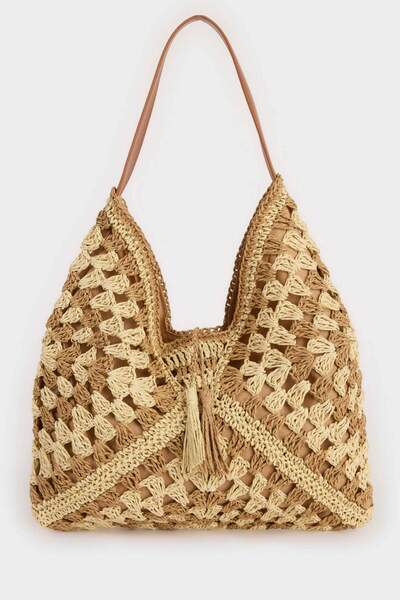 Women's Straw Shoulder Bag E1465Axns