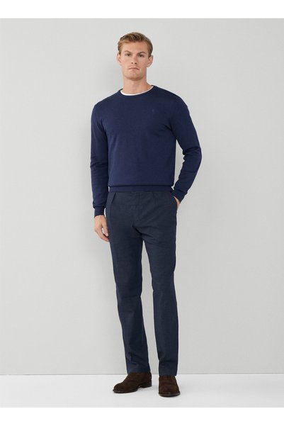Normal Waist Elasticated Leg Relaxed Navy Blue Men's Trousers Hm212541