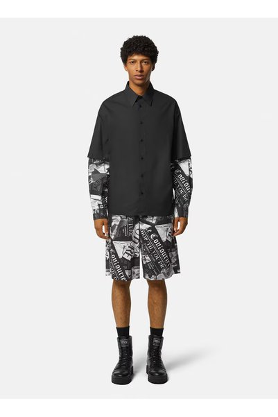Black Men's Normal Waist Shorts 76GAD107