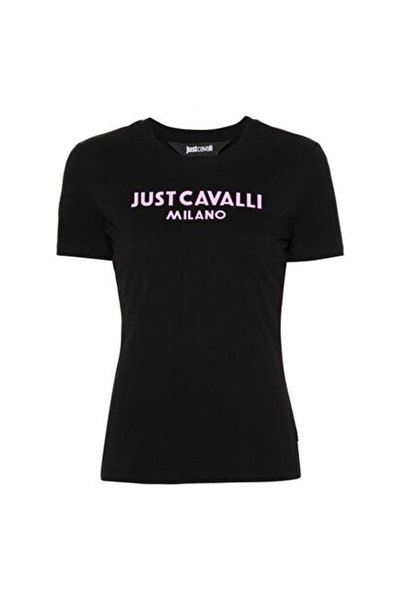 Round Neck Printed Black - White Women's T-Shirt 76Pahe13
