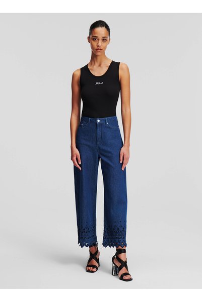 High Waist Straight Leg Regular Dark Blue Women Denim Pants 241W1102