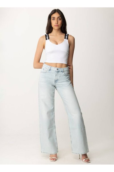 Jeans U Neck Straight White Women's Undershirt 241J1705
