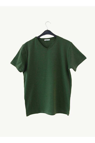 V-Neck Green Men's T-Shirt Dzn8619