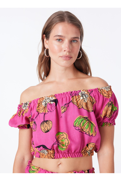 O Collar Print Multicolor Women's Blouse Spbf4Sl-Blz5579