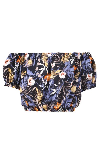 Square Neck Patterned Multicolor Women's Blouse Spbf4Sl-Blz5571