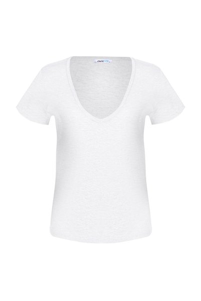 Open V-Neck White Men's T-Shirt Dzn8712