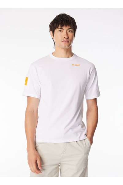 Crew Neck Orange Men's T-Shirt K5127Jw_Fantome Sleeve Pocket