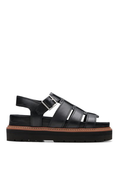 Women's Black Leather Sandals 26176317