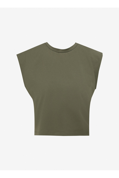 Crew Neck Khaki Women's T-Shirt Spbf4Sl-Tst5577