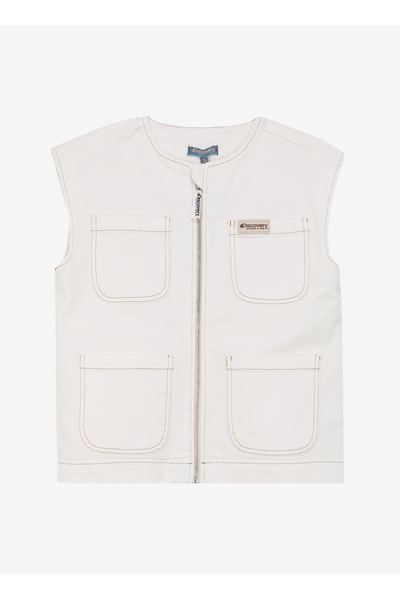 Plain Light Beige Boy's Vest D4Sb-Ylk3056