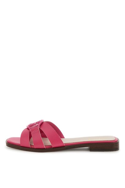 Pink Women's Leather Slippers Fljsymlea03Pink