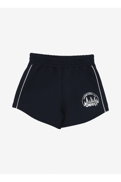 Navy Blue Girls' Relaxed Printed Shorts C4Sg-Sht4040