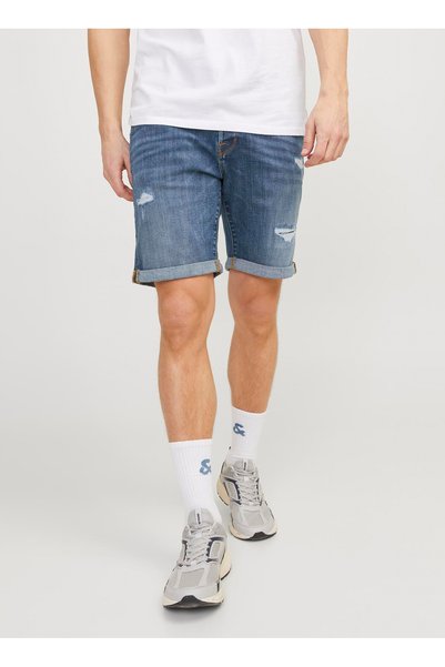 Blue Men's Standard Waist Regular Fit Denim Shorts Jjirick Jjfox Shorts 50Sps Cb 039 S