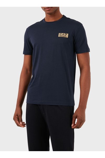 Crew Neck Navy Blue Men's T-Shirt 3Dpt07Pjm9Z