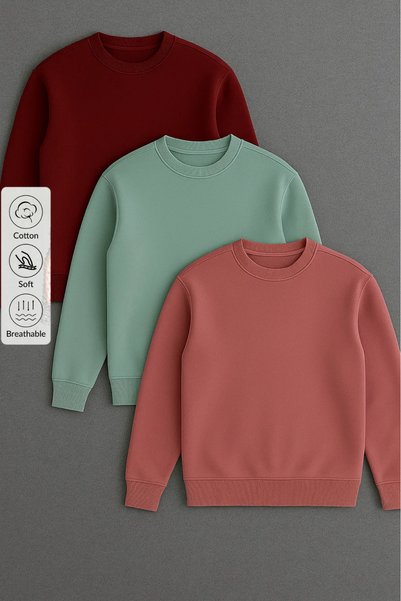 Men's Basic Long Sleeve Loose 3-Piece Sweatshirt
