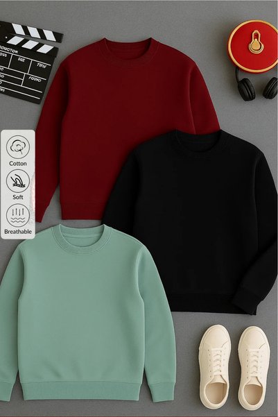 Men's Long Sleeve Winter Loose 3-Piece Sweatshirt