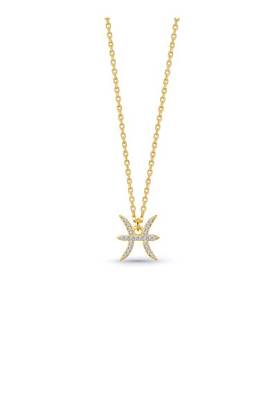 14K Gold Plated Pisces Necklace over Sterling Silver