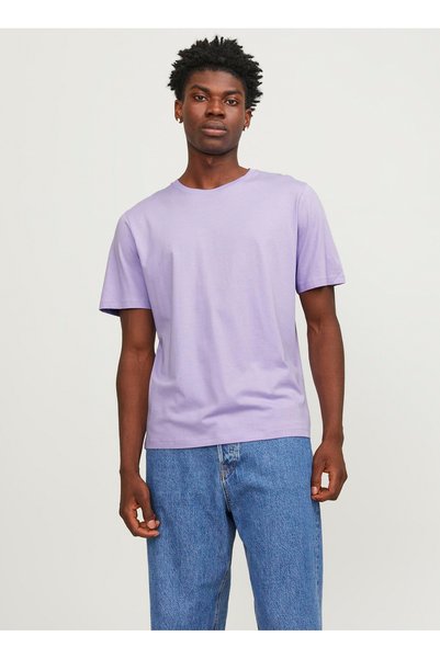 Round Neck Purple Men's T-Shirt Jjeorganic Basic Tee Ss O-Neck Noos