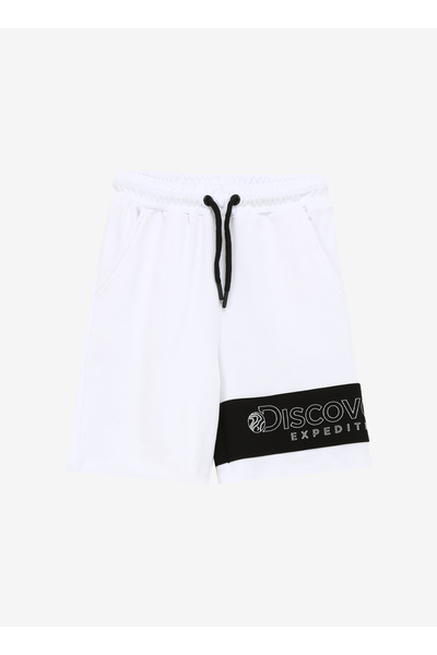 White Boy's Printed Shorts D4Sb-Sht3016