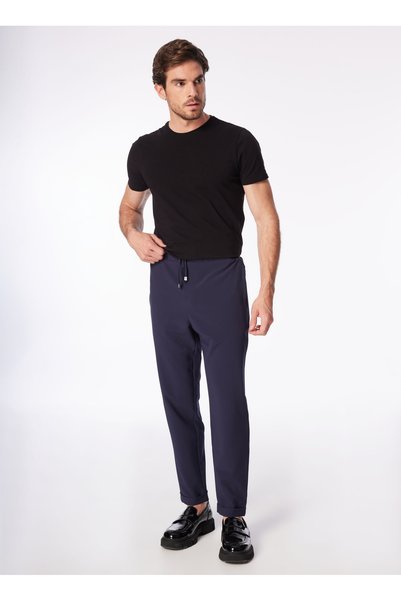 Navy Blue Men's Double Leg Basic Water Repellent - Bi Stretch Chino Pants F4Sm-Pnt 0263