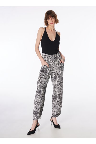 Black - Multicolor Women's Loose Fit Pants F4Sl-Pnt0828