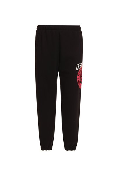 Elastic Waist Slim Fit Black Men's Sweatpants 75Oaag02