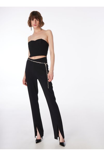 Black Women's Trousers F4Sl-Pnt0563