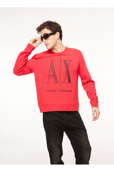 Crew Neck Red Men's Sweatshirt 8Nzmpa 44Ae Lipstick Red/Vineyar