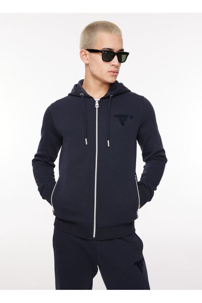 Men's Navy Blue Sweatshirt - Hood Neck, Fm23W08Fz