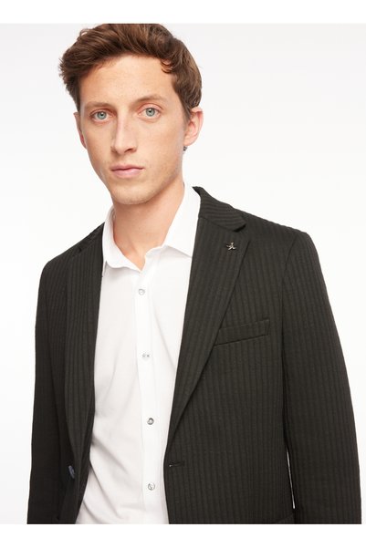 Black Men's Jacquard Jacket F3Wm-Cktf08