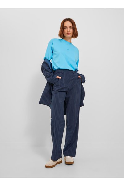 Women's Navy Striped Pants - Jxmary Striped Hw Pant Pnt Noos, Normal Waist