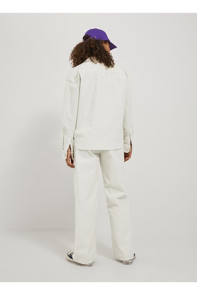 Loose Fit Shirt Collar Solid Off White Women's Shirt Jxgelly New Rlx Cord Overshirt Pnt