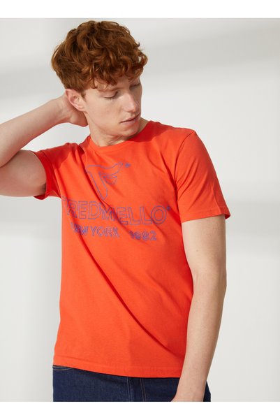 Crew Neck Orange Men's T-Shirt Fm23S01Tgorange