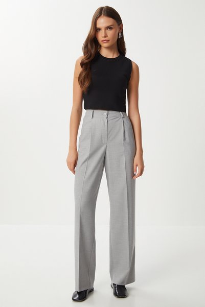 Pensli Pleated Polyviscose Trousers Lgp0021 Gray