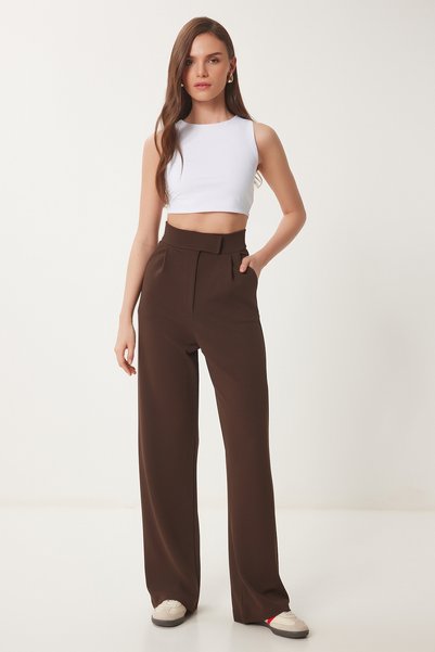 Beli Velcro Comfortable Palazzo Trousers Brown Lrv0003
