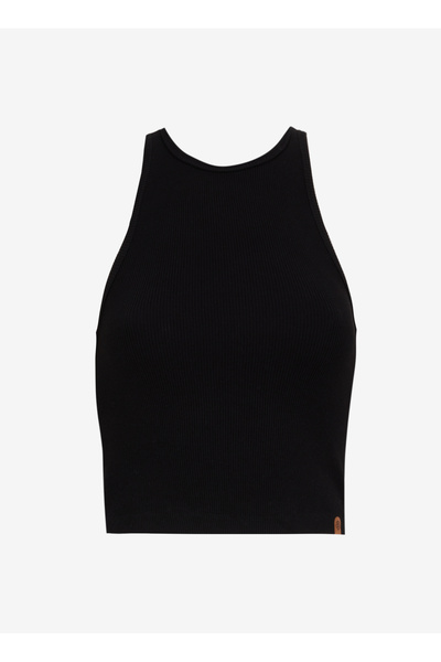 Crew Neck Plain Black Women's Undershirt J5Sl-Tst7067