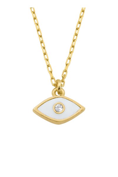 14K Gold Plated Enamel Mini Eye Necklace over Silver