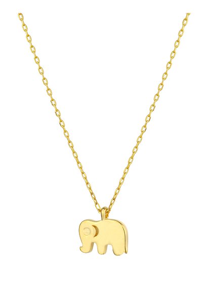Mini Elephant 45 cm 925 Sterling Silver over Gold Plated Chain Women's Necklace
