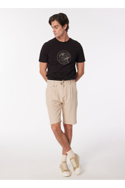 Beige Men's Tie-Up Regular Fit Bermuda Shorts Fc4Sm-Sht 0895