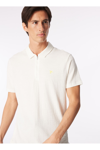 Plain Off-White Men's Polo T-Shirt Fcsm-Tst 0257