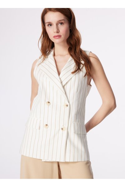 White - Beige Women's Basic Vest F4Sl-Ylk0167