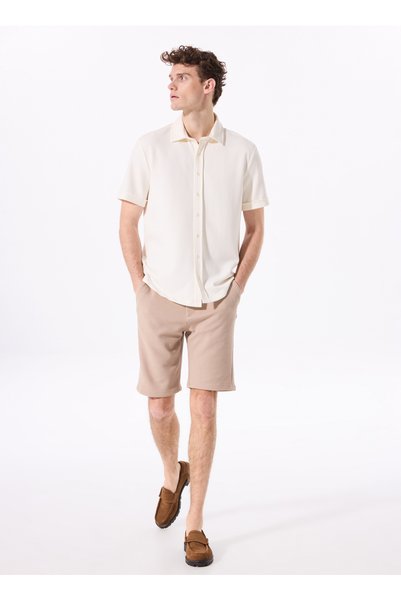 Beige Men's Basic Bermuda Shorts F4Sm-Sht-0757