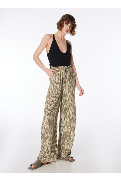 Green - Multicolor Women's Loose Fit Pants F4Sl-Pnt0404