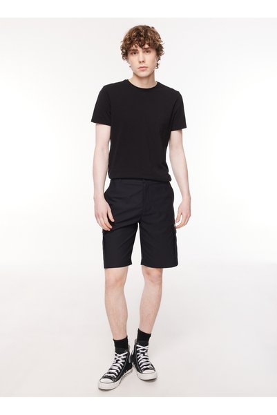 Navy Blue Men's Water Repellent Cargo Shorts J4Sm-Sht7206