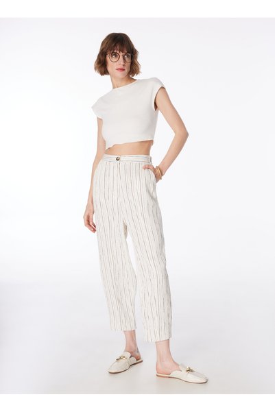 White - Multicolor Women's Trousers F4Sl-Pnt0138